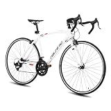 HILAND 700C Road Bike, Aluminum Racing Bike for Men Women Adult, White, S