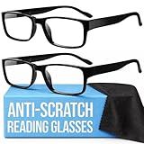 Gaoye +1.5 2-Pack of Reading Glasses - Blue-Light Filter, UV Protection - Readers with Rectangle Frames