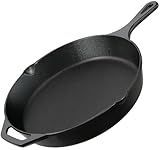 Utopia Kitchen Cast Iron Skillets 12 Inch, Chef's Pan, Pre-Seasoned Frying Pan, Stovetop, Oven, Campfire and Grill Large Skillet, Even Heat Distribution Multipurpose Cast Iron Pan - Black