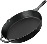 Utopia Kitchen Premium Cast Iron Skillets 12 Inch, Chef's Pan, PFAS-Free, Pre-Seasoned Frying Pan, Stovetop, Oven, Campfire and Grill Large Skillet, Even Heat Distribution Cast Iron Pan - Black