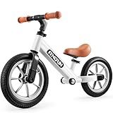 SYNCFUN 12'' Toddler Balance Bike for 2, 3, 4, 5 Year Old Kids, Lightweight Bike with Adjustable Seat and Rubber Tires for Children, Balancing Toy for 2-5 Girls and Boys Birthday Gift (White)