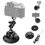 CAMEDAFLX Camera Suction Cup Mount with Ball Head Magic Arm,4.5" Metal Vacuum Suction Cup Mount Car Windshield Dash Mount for Action Camera/Phone Holders with 1/4",1/8" Holes(Black)