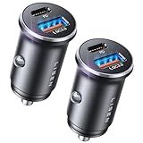 LISEN Car Charger USB C, 69W Cigarette Lighter USB Charger Adapter, Car Accessories Gifts for Men, Mini USBC Cars Fast Charging Adapter USBC Type C 12V Plug Outlet, for iPhone 17 Pro Max 16 15 14 13