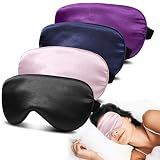 JroyJoy 4 Pack Silk Sleep Mask, Blackout Eye Mask with Adjustable Strap
