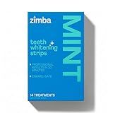 Zimba Teeth Whitening Strips Vegan Whitening Strip Enamel Safe Teeth Whitening Hydrogen Peroxide Teeth Whitener for Coffee, Wine, Tobacco, and Other Stains, 28 Strips (14 Day Treatment), Mint