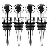 4Pcs Wine Saver Wine Stopper Wine Bottle Plug with Silicone Reusable Wine Corks, Expanding Beverage Bottle Stopper, Reusable Bottle Sealer Keeps Wine Fresh