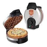 Gourmia Belgian Waffle Maker – Compact Design with Upright Storage, Adjustable Browning, and Easy-Clean Nonstick Ceramic Plates, Stainless Steel