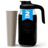 County Line Kitchen 64 oz Glass Cold Brew Coffee Maker with Leak-Proof Lid, Wide Mouth Mason Jar - Iced Coffee and Tea Pitcher - Black