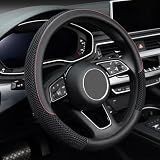 KAFEEK Steering Wheel Cover, Cooling Ice Silk Leather, 15 Inch, Black