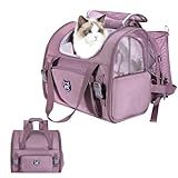Lollimeow Expandable Cat Carrier Backpack for Large Cats - Airline Approved Pet Carrier Backpack for Small Dogs, Hiking & Travel, Waterproof with Breathable Mesh, 14lbs Capacity (Plum, Standard)