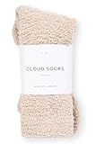 Cozy Sock For Women | Fuzzy Ultra-Luxe Cloud Sock Gifts For Women & Men | Warm & Cozy Fuzzy Unisex Sleep Socks | Super Soft Luxurious Fabric With Bonus Travel Tote, (Stone, 1 Pair)