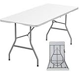 Lakhow Folding Table 6ft Heavy Duty Portable Table Indoor Outdoor with Parties, Camping & BBQs, Folds in Half for Easy Storage, No Assembly Required, White