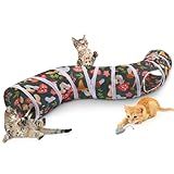 Glittme Cat Tunnel, Cat Tunnels for Indoor Cats, S-Shape Cats Cave with Cat Toys, Foldable Cat Tubes and Tunnels for Cats, Rabbit, Puppy, Guinea Pig