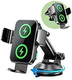 GuMosh Dual Coil 15W Car Phone Holder (Not Easy to Disconnect) Wireless Car Charger -Auto Clamping- Charging Phone Holders for Your Car Dash Vent Windshield, for Flip S24/S23/S22/S21, iPhone Series