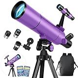 Dianfan Telescope for Kids & Adults, 80mm Aperture 500mm Astronomical Professional Telescope for Adults High Powered, Portable Travel Telescopes for Beginners with Tripod & Adapter, Stickers, Backpack