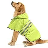 Ezierfy Waterproof Raincoats for Dogs - Adjustable Pet Raincoat Jacket, Lightweight Dog Hooded Rain Coat Waterproof Rain Poncho for Small to X- Large Dogs and Puppies (Neon Green, Large)