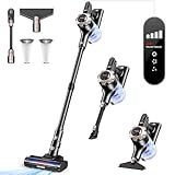 Trucozie Cordless Vacuum Cleaner, 8-in-1 Lightweight Stick Vacuum with 45mins Runtime, Powerful Suction, Rechargeable Cordless Vacuum for Carpet, Tile, Pet Hair, Hardwood Floors, Black