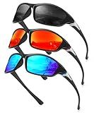 OUTDOORKING Mens Sunglasses Polarized : Sports Mens Sunglass Polarized UV Protection for Men Running Cycling Fishing 3-Pack