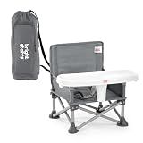 Bright Starts Pop ‘N Sit Portable Booster Seat, 3-in-1 Floor Seat, Travel High Chair & Toddler Booster with Feeding Tray, Indoor/Outdoor, Grey, 6 Months–3 Years