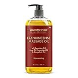 MAJESTIC PURE Frankincense Scar & Stretch Massage Oil for Massage Therapy- Refreshing and Relaxing- Natural Oils with Frankincense Essential Oil- All Skin Types- Men and Women Massage Lotion- 8 fl oz