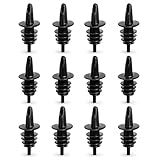 EHOMEA2Z Bottle Pour Spouts 12 Pack – Free Flow Liquor, Olive Oil, Coffee Syrup & Shaved Ice Bottle Pour Spouts – Leak Resistant Plastic Speed Pourers (12,Black)