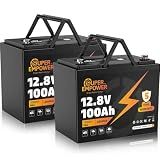 12V 100Ah LiFePO4 Battery, Group 24 Deep Cycle for RV/Boat (2 PACK)
