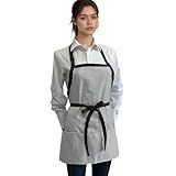 Corfully Kitchen Aprons for Women with Pockets, Adjustable Server Apron, Aprons for Cooking Men/Women(Brown Stripes)
