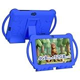 HOTTABLET Kids Tablet 7 inch Android 12, 4GB RAM 32GB ROM, 512GB Expandsion, with Parental Control, WiFi, Bluetooth, Dual Camera with Silicone Case, 1PCS(Blue)