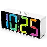 Welgo 7.5 Inches Large Digital Alarm Clock for Seniors & Kids, 0-100% Dimmable Display, USB Charging Port, Adjustable Volume, Easy Operation, Snooze, Outlet Powered for Bedroom