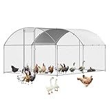 VEVOR Large Metal Chicken Coop with Run, 13.1 x 9.8 x 6.5 ft Walkin Chicken Coop for Yard with Waterproof Cover, Dome Roof Large Poultry Cage for Hen House, Duck Coop and Rabbit Run