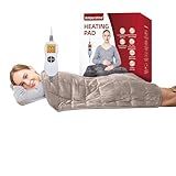 Ambershine 17''x33'' Weighted Heating Pad, 5.2lbs with 12 Temperature Settings & 4 Auto-Off Timers, Pain Relief for Back/Neck/Shoulders/Abdomen/Legs, Christmas Gifts for Mom Dad Women Men(Light Tan)