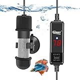 hygger Small Aquarium Betta Heater, Submersible Fish Tank Heater 10W/25W/50W/100W with LED Digital Display, Suitable for Marine Saltwater and Freshwater up to 5/10/16/26 Gallon