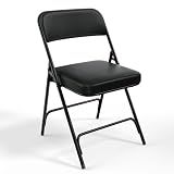 VINGLI Padded Folding Chairs with Thick Seat Cushion, Portable, Durable & Extra Comfortable Foldable Chairs for Indoor & Outdoor Events, Banquet, Party, Dinning, Work, Craft, PU, Black, 1 Pack