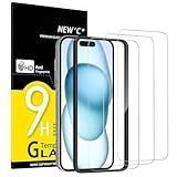 NEW'C 3 Pack Designed for iPhone 16, iPhone 15 Screen Protector (6.1 inches),Enhanced Tempered Glass Protection with easy installation tool included,Ultra Resistant