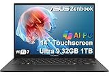 ASUS Zenbook 14 AI PC Touchscreen Laptop, Intel Ultra 9 285H, 32GB DDR5, 1TB SSD, 14" FHD+ OLED, 16-Core (> i9-13900H), Backlit, 2x Thunderbolt 4, Wi-Fi 7, 18-Hr Battery, IR Webcam, Win 11 Pro, UX3405