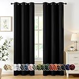 MIULEE Black Blackout Curtains for Bedroom Living Room 84 Inches Long 2 Panels, Thermal Insulated Room Darkening Drapes Solid Grommet Top Noise Reduction Light Blocking Halloween Window Treatments