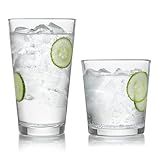 Libbey Preston Tumbler and Rocks Glasses Set, All Purpose Everyday Drinking Glasses Set of 16, Dishwasher Safe Kitchen Glassware Set