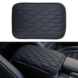 Amiss Auto Center Console Pad, Universal Waterproof Car Armrest Seat Box Cover, Car Interior Accessories, Leather Auto Armrest Cover Protector for Most Vehicle, SUV, Truck (Black)