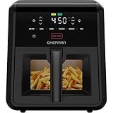 Chefman Air Fryer TurboFry 7-Qt, 6-in-1 High-Powered 450°F Cooking for Crispier Results, Compact Space-Saving Design, Air Fry, Bake, Broil, Reheat, Dehydrate, Defrost, Fast & Even Cooking – Black