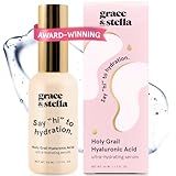 grace & stella Award Winning Hyaluronic Acid Serum (50ml/1.7 fl oz) Hydrating Hyaluronic Acid Serum for Face - Acido Hialuronico for Women - Remove Fine Lines, Wrinkles, Anti Aging - Vegan Skincare