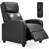 HAPPYMONT Massage Recliner Chair, Recliner Sofa Fabric for Adults, Recliners Home Theater Seating with Lumbar Support, Reclining Sofa Chair for Living Room, Ink