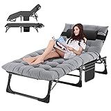 ABORON Chaise Lounge Chair,5 Positions Padded Outdoor Tanning Chair,Heavy Duty Portable Lounge Chair for Outdoor Sunbathing Patio Pool Lawn Deck Poolside,Support up to 440 Lbs