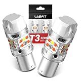 LASFIT T3 1157 Switchback LED Bulbs with Built-in Resistor, 500% Brighter Dual-Color White Amber Turn Signal Lights, Error-Free CANBUS Ready 2357 2057 7528 BAY15D P21/5W DRL Parking Bulbs, Pack of 2