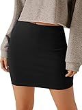 Verdusa Women's Basic High Waisted Pencil Bodycon Short Skirt Black M