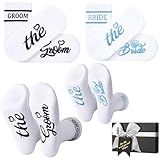 scenicamp Bride Socks 2 Pairs - Bridal Groom Socks Bride to Be Something Blue Cotton Sock with Gift Box Engagement Honeymoon Favors for Couples