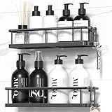 YASONIC Shower Caddy Adhesive, Rustproof Shower Shelves for Inside Shower, Large Capacity Bathroom Organizers and Storage, Shower Storage with Removable Hooks, No Drill Bathroom Accessories Black