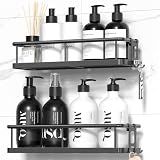 YASONIC Shower Caddy Adhesive, Rustproof Shower Organizer, Large Capacity Shower Shelves for Inside Shower, No Drilling Bathroom Organizers and Storage for Home Decor （2 Pack Black）