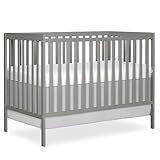 Dream On Me Synergy 5-in-1 Convertible Full-Size Baby Crib with Toddler, Day & Full Bed Conversion in Cool Grey, GreenGuard Gold & BSA, 3 Mattress Heights, Sustainable Pinewood