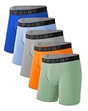 JOYPOINT Men's Underwear,Rayon Made From Bamboo Boxer Briefs,Ultra Soft Breathable,No Riding Up Leg,5 Pack (US, Alpha, Large, Regular, Regular, Multicolor-E)