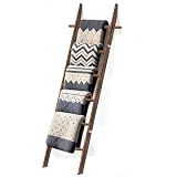 chilinii Farmhouse Wooden Blanket Ladder with Removable Hooks Brown 6-Tier